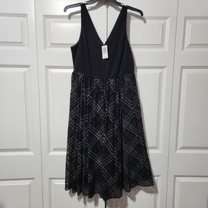 Torrid Black and Silver Patterned Midi Dress
